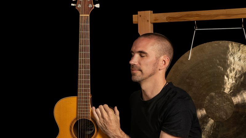 Close-up of an acoustic guitar